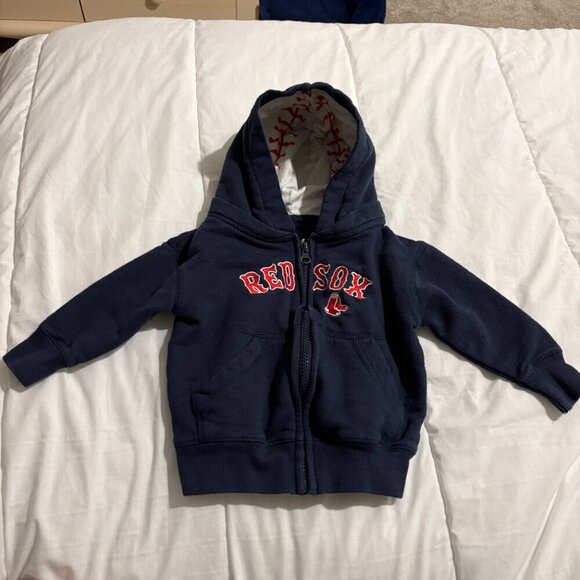 Boston Red Socks Baby Zip Up Sweatshirt Size 6m Navy Blue Red Baseball MLB - Picture 2 of 9